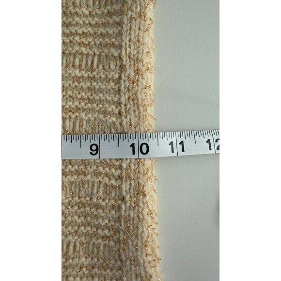 Gap Women's Cream Gold Metallic Sparkle Fringe Scarf Lambswool Blend 10 x 74 - Picture 11 of 12
